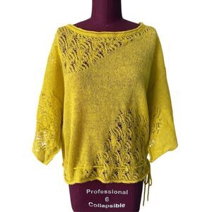 Anthropologie SHAE Knit top Lime Yellow Henley size S